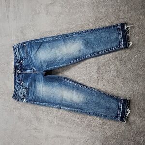 Lois Demin Georgia Short Cropped Jeans Womens Size 32 STRETCH DENIM Raw Hemm